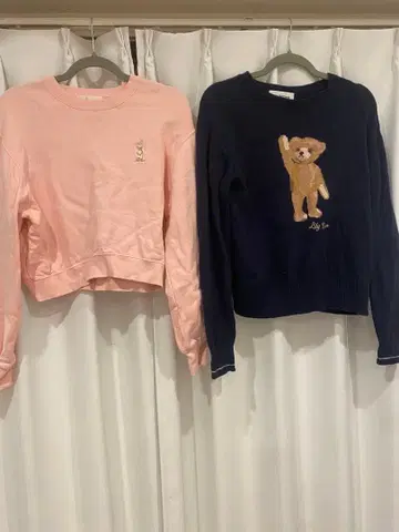 릴리 브라운 릴리 베어 맨투맨 핑크 니트 네이비