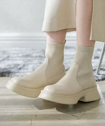 JEANASIS 스퀘어토 니트 고어 부츠 L 베이지