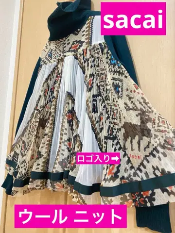 [ 새상품급 ] sacai 사카이 네이티브 플리츠 울 터틀 니트