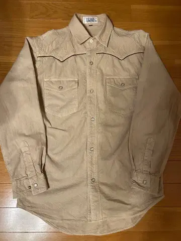 웨스턴 스타일 베이지 긴팔 셔츠 70s 80s