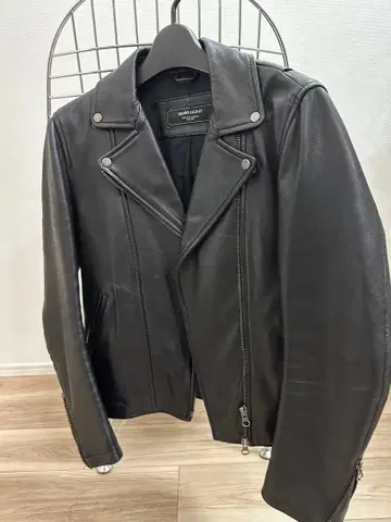 BEAMS LIGHTS 블랙 더블 라이더 자켓 램 가죽