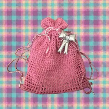 니트 냅색 핑크