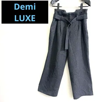 BEAMS Demi-Luxe 그레이 와이드 팬츠 벨트 포함 하이웨스트