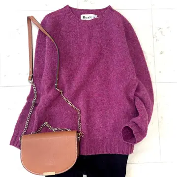 새상품급 할리 오브 스코틀랜드 크루넥 스웨터 안장 숄더 핑크