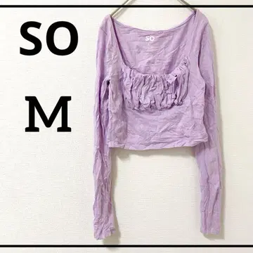 SO [ M ] 라벤더 개더 가슴 부분 긴팔 크롭 상의 봄 가을 베트남제