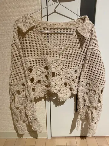 select MOCA V넥 크로셰 숏 니트