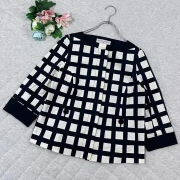 비팅 하트 [ S ] 자켓 체크 무늬 크루넥 크롭 기장 성인