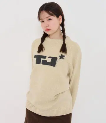 TINA:JOJUN 자카드 니트 베이지 니트 스웨터