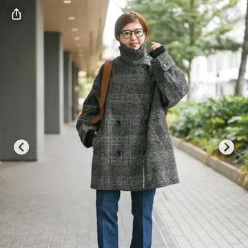 스픽앤스팬 W 슬라이버 체크 하프 코트