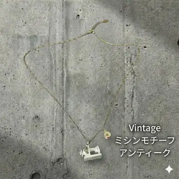 미싱 모티브 목걸이 앤틱 골드