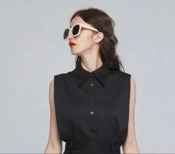 Tnewties 블랙 슬리브리스 셔츠 L