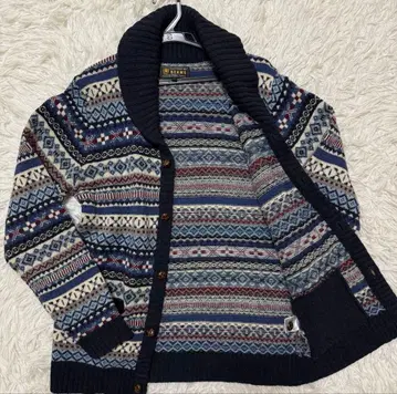 [ 컨디션 최상 ] BEAMS 니트 숄카라 가디건 호두 단추