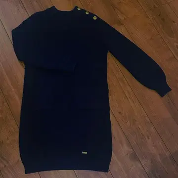 네이비 니트 원피스 골드 버튼