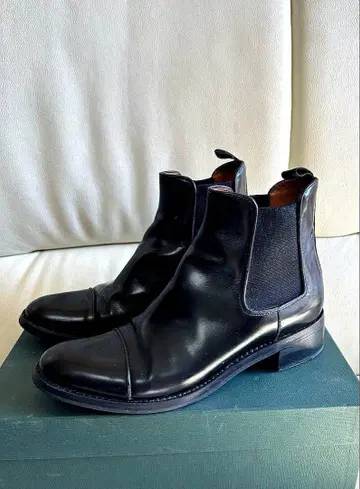 Church's 쳐치 사이드 고어 부츠 37.5 블랙 가죽 신발