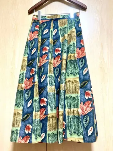 꽃무늬 패턴 올 패턴 플레어 스커트 빈티지