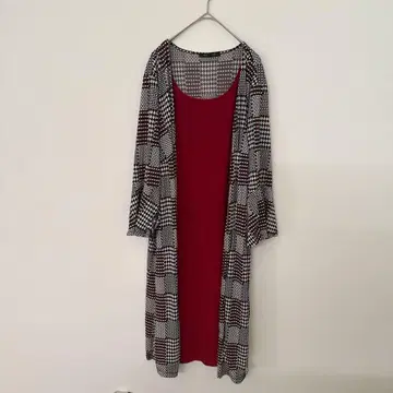 ELLEN WEAVER [ 2X ] 체크 무늬 가디건 포함 원피스