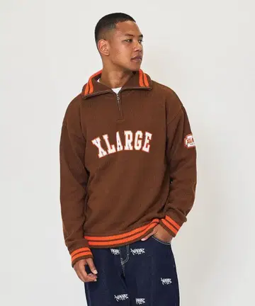 XLARGE 하프 지퍼 니트 브라운 엑스라지