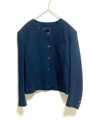 [ MAKELET ] 네이비 노카라 자켓 골드 버튼