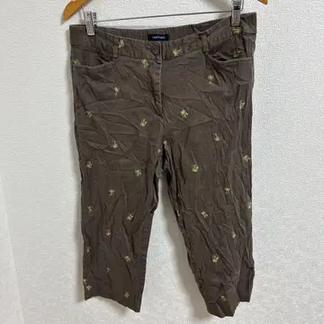 레어 LAND'S SEA 브라운 자수 캐주얼 팬츠