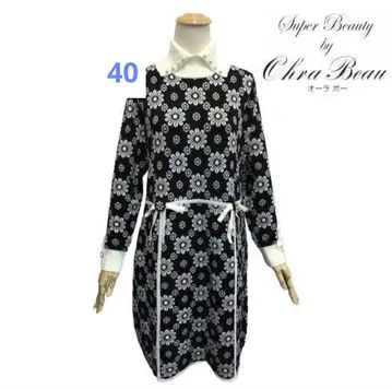 새상품 정가 22000엔 슈퍼 뷰티 꽃무늬 니트 원피스 40 M