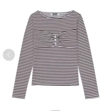 CRANK striped ribbon button top brown