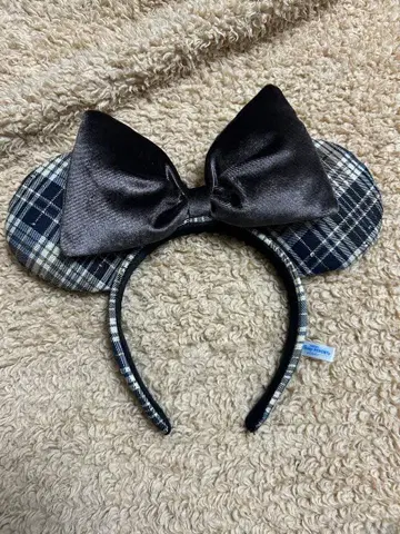디즈니 머리띠 체크 무늬