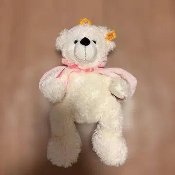 슈타이프 왕관 달린 화이트 베어 봉제 인형
