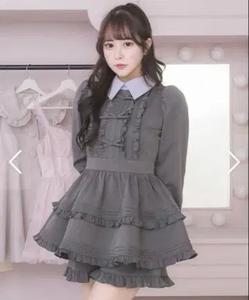 pium 프릴 리본 카라 부착 셋업