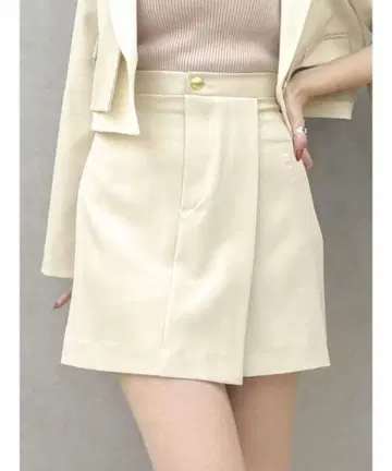 dazzlin 레이어 하이웨스트 미니 스커트 아이보리