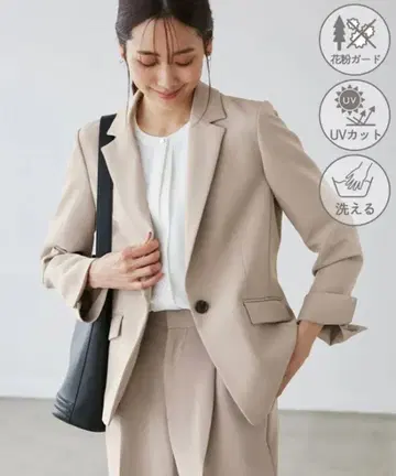 베이지 테일러드 자켓 UV 컷 로페피크닉