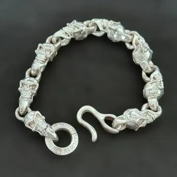 중후한 느낌 80s 스컬 팔찌 빈티지 실버925