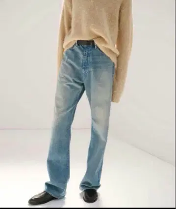 AURALEE SELVEDGE FADED LIGHT DENIM PANTS