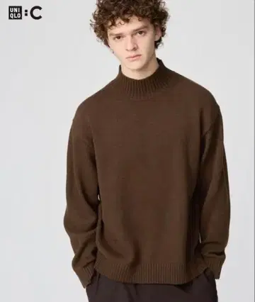 새상품 UNIQLO C 로게이지 하이넥 스웨터 브라운 사이즈 S