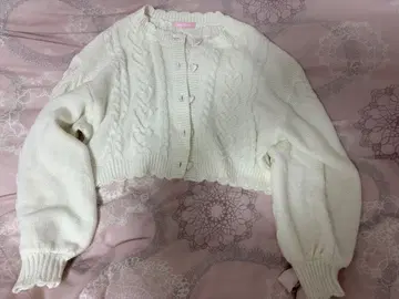 허니 시나몬 소매 레이스업 리본 니트 가디건