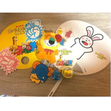 타베코 동물 부채 봉제 인형 가챠 씰 코스터 세트