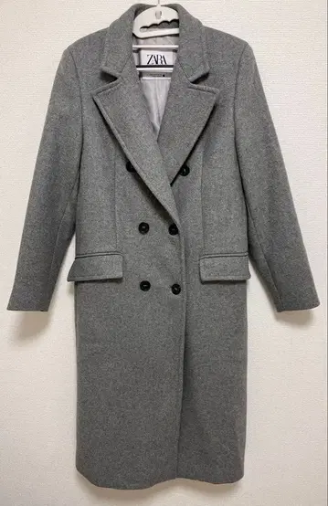 ZARA 그레이 더블 브레스트 체스터 코트