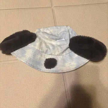 퍼 장식 스카이블루 버킷햇