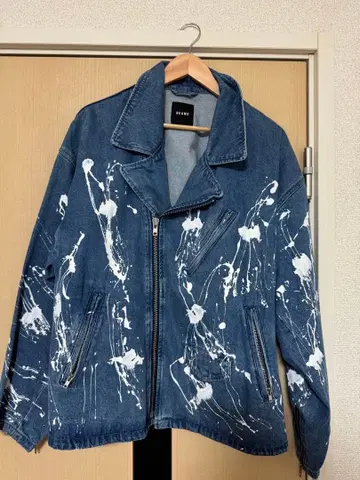 데님 라이더 자켓 페인트 스플래터