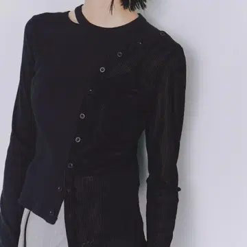 UNITED TOKYO 시어 벨로아 리브 MIX 풀오버 블랙