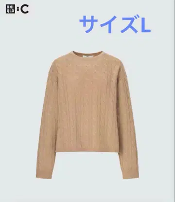 UNIQLO:C 캐시미어 케이블 크루넥 숏 스웨터 (긴팔)