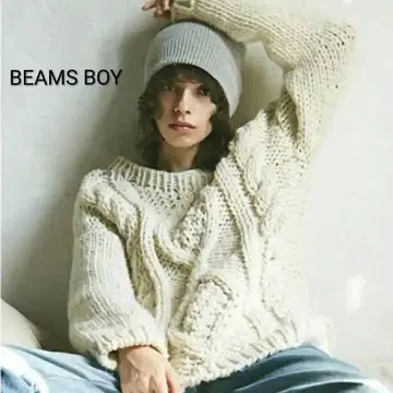 [ 빔즈 ] BEAMS BOY 아란 니트 스웨터 핸드 페루 산