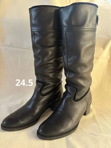 가죽 블랙 롱 부츠 24.5cm