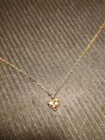 K10PG 피치 골드 하트형 다이아 부착 목걸이