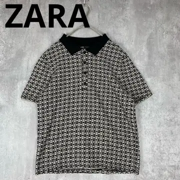 ZARA 자라 기하학 패턴 블랙 반팔 셔츠 레트로 자카드 여름