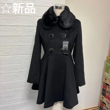 새상품 택 포함 세실 맥비 코트 블랙 CECIL McBEE 퍼 포함