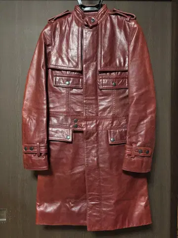 갈카베라 와인 레드 가죽 코트