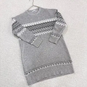 그라시아 긴팔 니트 원피스 M 사이즈 그레이 울