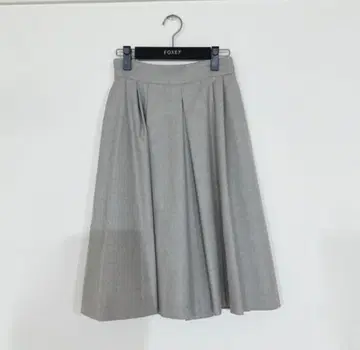 FOXEY 폭시 울 스커트 38 내추럴 플레어 스커트 베이지