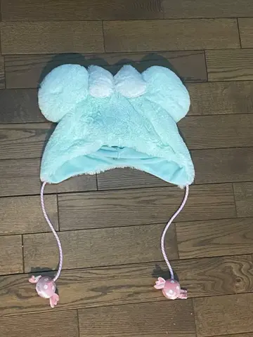 미키 모양 귀 달린 스카이블루 모자