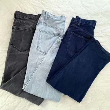 GU 그레이 스트레이트 청바지 5 포켓